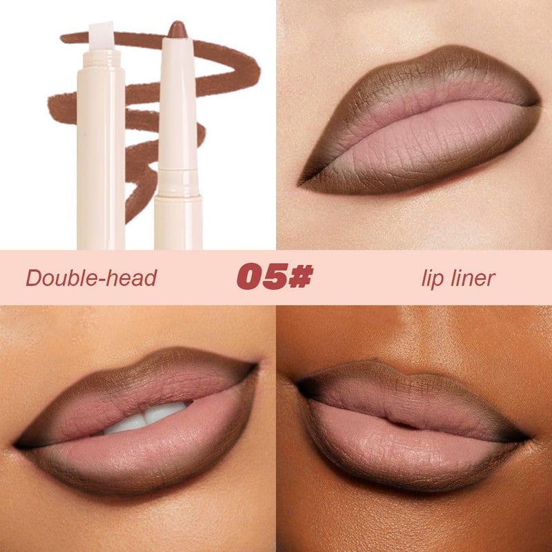 سويكي قلم تحديد الشفاه SUAKE Plump Matt Lipstick Lipliner Pencil Pack، قلم مقاوم للماء مع أداة دمج سيليكون لتحديد وتشكيل الشفاه، تركيبة كريمية ناعمة تدوم طويلاً لترطيب الشفاه (05# Twist) - Image 3